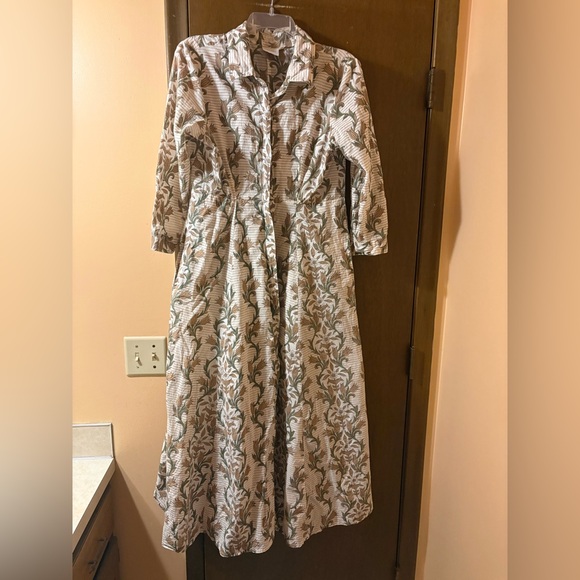 Julia Amory Dresses & Skirts - Julia Amory Striped Floral Maxi Shirt Dress